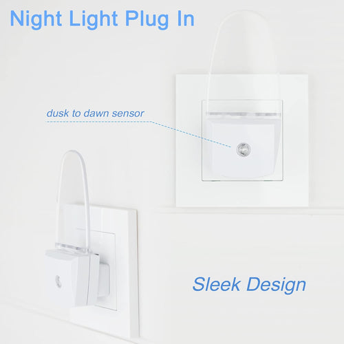 4 Pack Night Light Lamp with Dusk to Dawn Sensor, Plug In, Blue Led Night Light