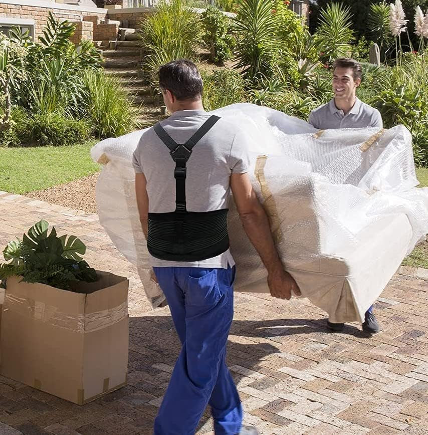 ® Back Brace for Lifting Work Y-Shape Suspenders Safety Belt with Dual 3D Lumbar Support Relieve Pain, Prevent Injury - L