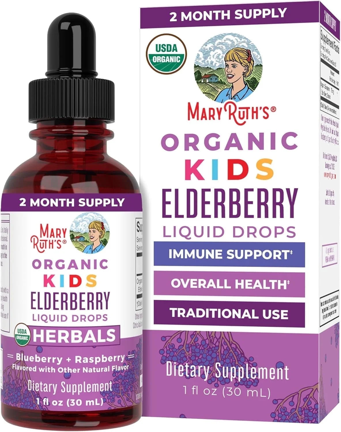 USDA Organic Elderberry Liquid Drops, 1 Fl Oz (30 Ml)