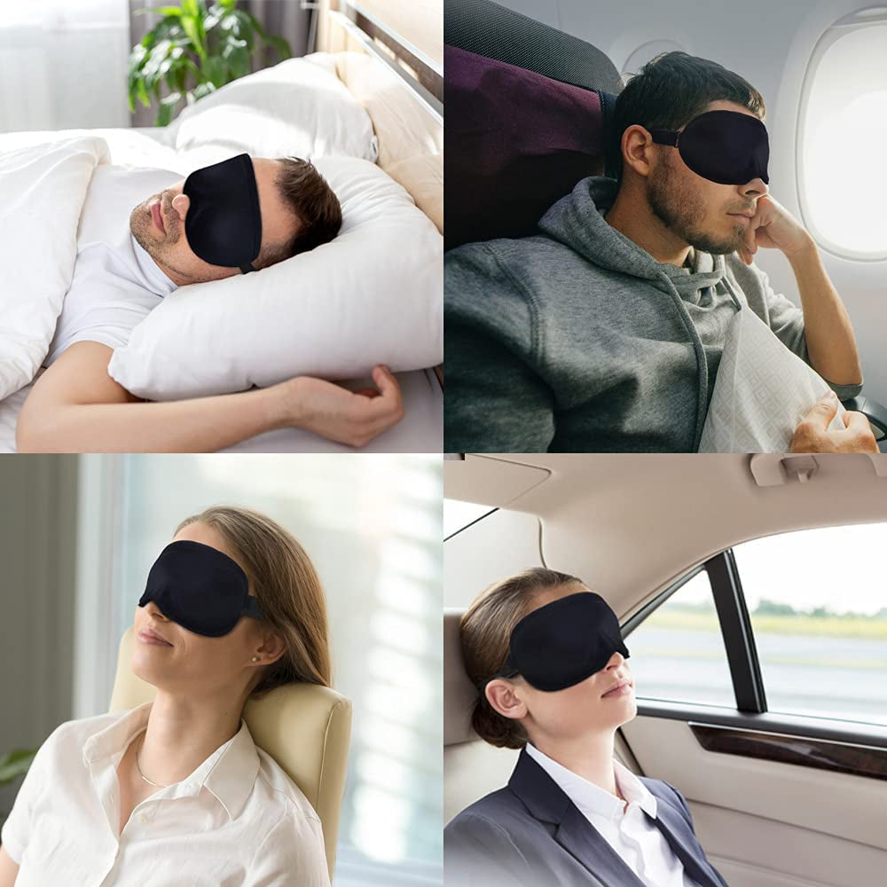 Sleep Eye Mask for Women Men: Soft Foam Comfortable Sleeping Mask, Eye Cover Blindfold at Night Block Out Light Eye Shade Cover for Travel Yoga Nap, Black