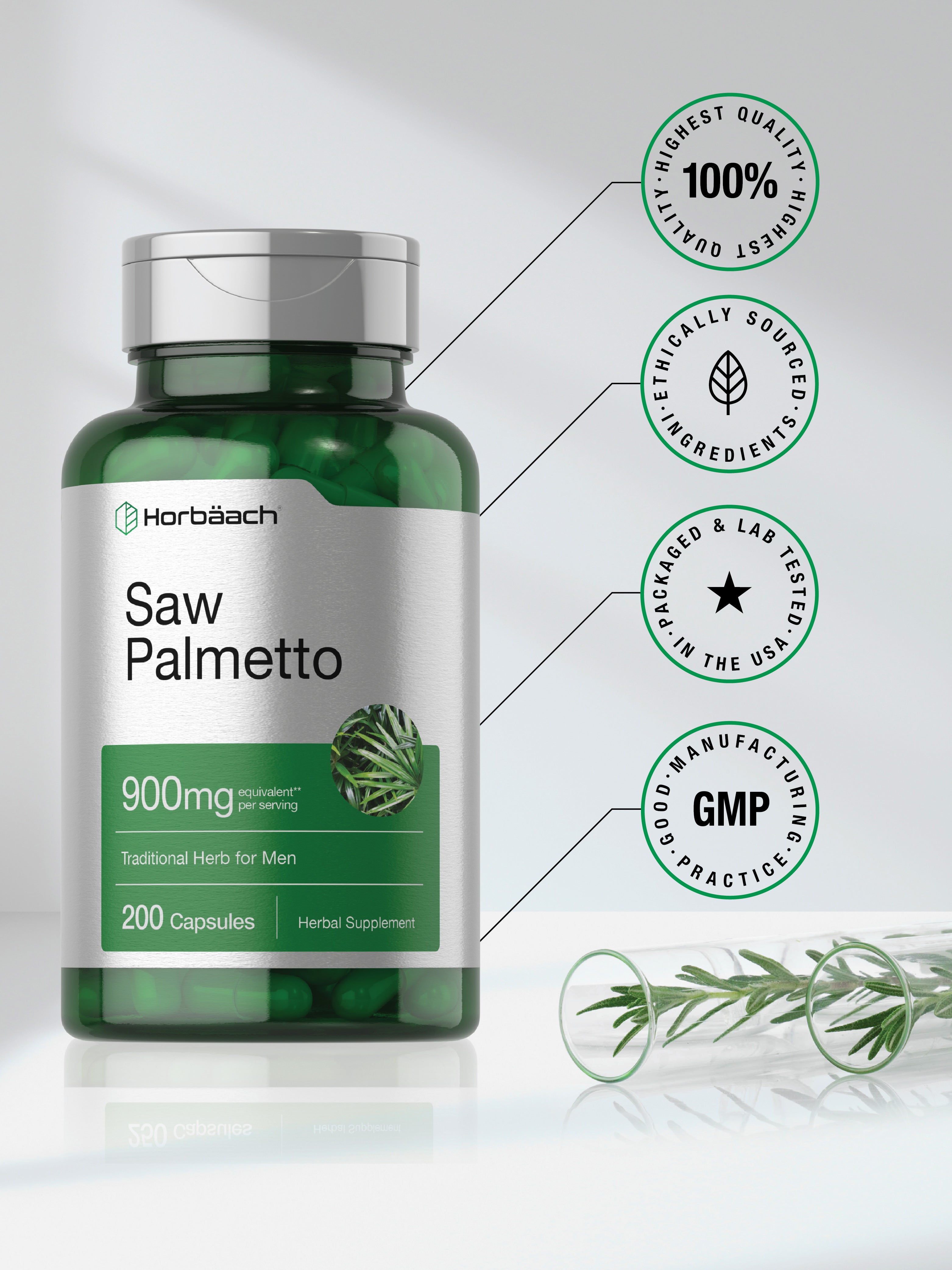 Saw Palmetto Extract | 900Mg | 200 Capsules | Non-Gmo and Gluten Free Formula | Traditional Herb Supplement | from Saw Palmetto Berries