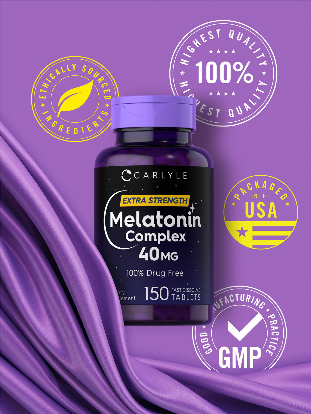 Melatonin Complex 40Mg | 150 Fast Dissolve Tablets | with Ashwagandha and Chamomile | by