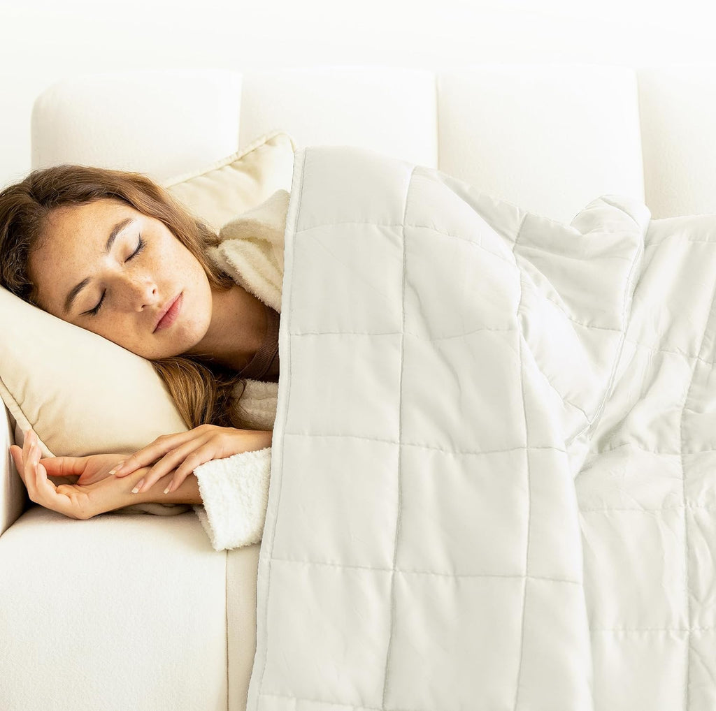 Weighted Blankets for Adults | Premium Sleep Quality, Breathable, Comfortable Lyocell Blanket | All Season Cooling Blanket Gift Ideas [15Lbs - Queen - 60" X 80"] [White]