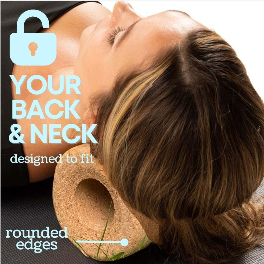 Roller Yoga Wheel for Back & Neck Pain, with Spinal Groove. Medium to Deep Pressure for Heavy Duty Foam Rolling. Made from Natural Cork.