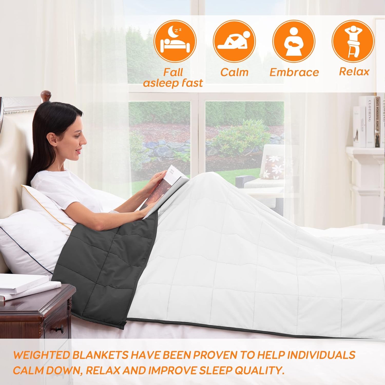 King Size 18 Lbs 80X87 in Cooling Weighted Blanket for Adults - 1800 Brushed Microfiber Reversible Heavy Blanket with Premium Glass Beads (Dark Grey & White)