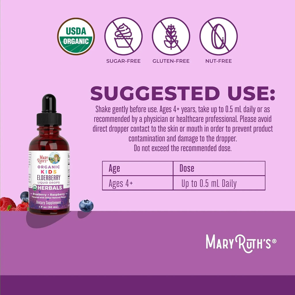 USDA Organic Elderberry Liquid Drops, 1 Fl Oz (30 Ml)