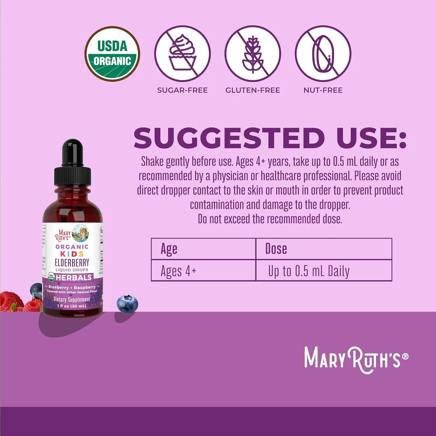 USDA Organic Elderberry Liquid Drops, 1 Fl Oz (30 Ml)
