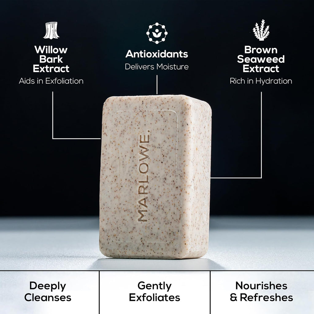 No. 102 Body Scrub Soap 7 Oz (3 Bars), Oud Wood, Exfoliating Soap Bar with Shea Butter, Olive Oil & Green Tea Extracts, Cleanses, Smooths & Revitalizes Skin, Earthy & Smoky Scent