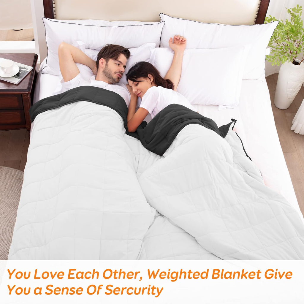 King Size 18 Lbs 80X87 in Cooling Weighted Blanket for Adults - 1800 Brushed Microfiber Reversible Heavy Blanket with Premium Glass Beads (Dark Grey & White)