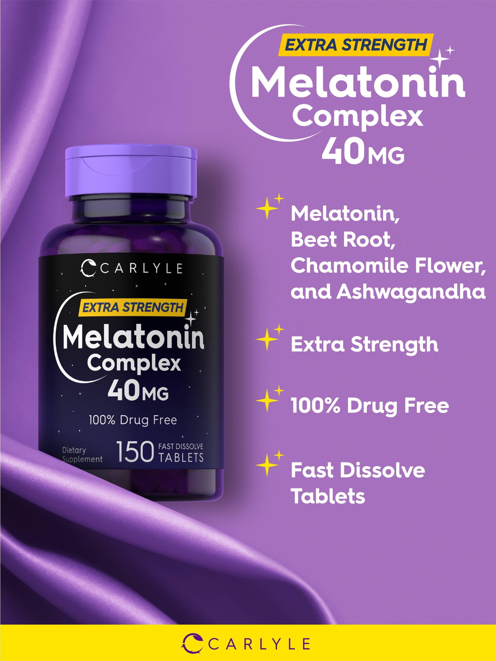 Melatonin Complex 40Mg | 150 Fast Dissolve Tablets | with Ashwagandha and Chamomile | by