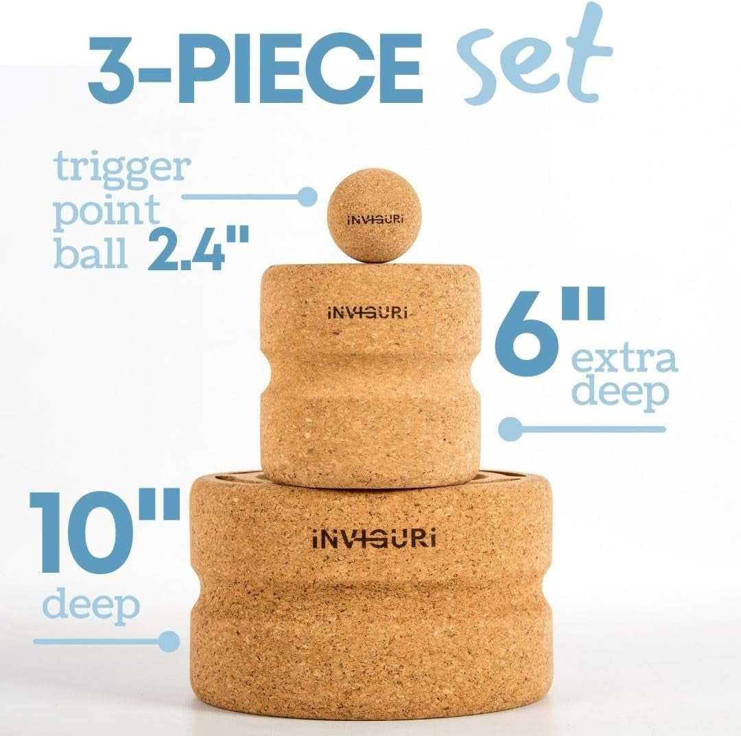 Roller Yoga Wheel for Back & Neck Pain, with Spinal Groove. Medium to Deep Pressure for Heavy Duty Foam Rolling. Made from Natural Cork.