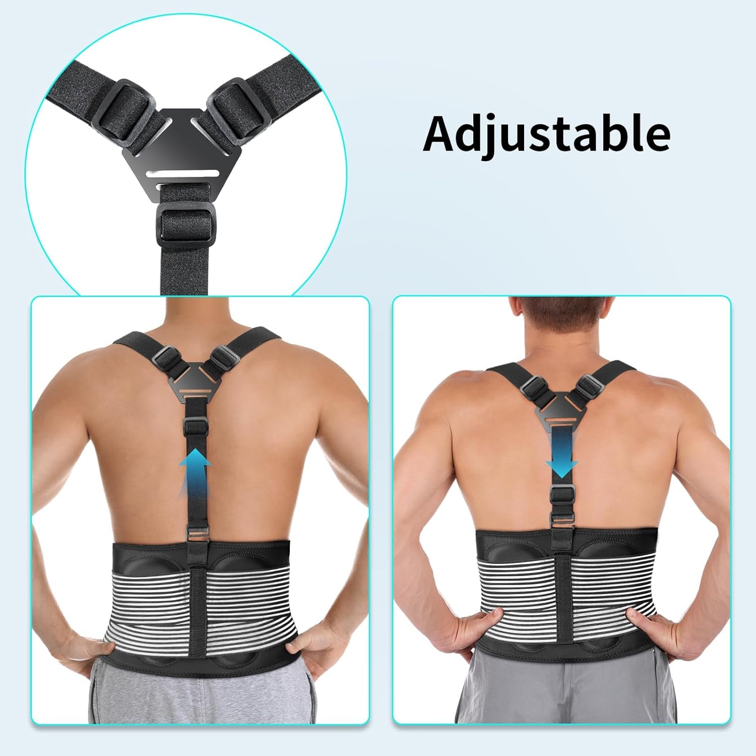 ® Back Brace for Lifting Work Y-Shape Suspenders Safety Belt with Dual 3D Lumbar Support Relieve Pain, Prevent Injury - L