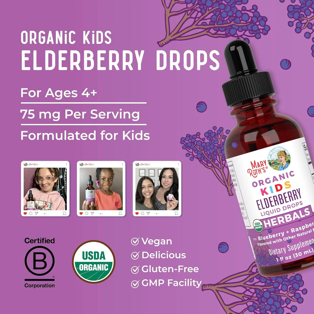 USDA Organic Elderberry Liquid Drops, 1 Fl Oz (30 Ml)