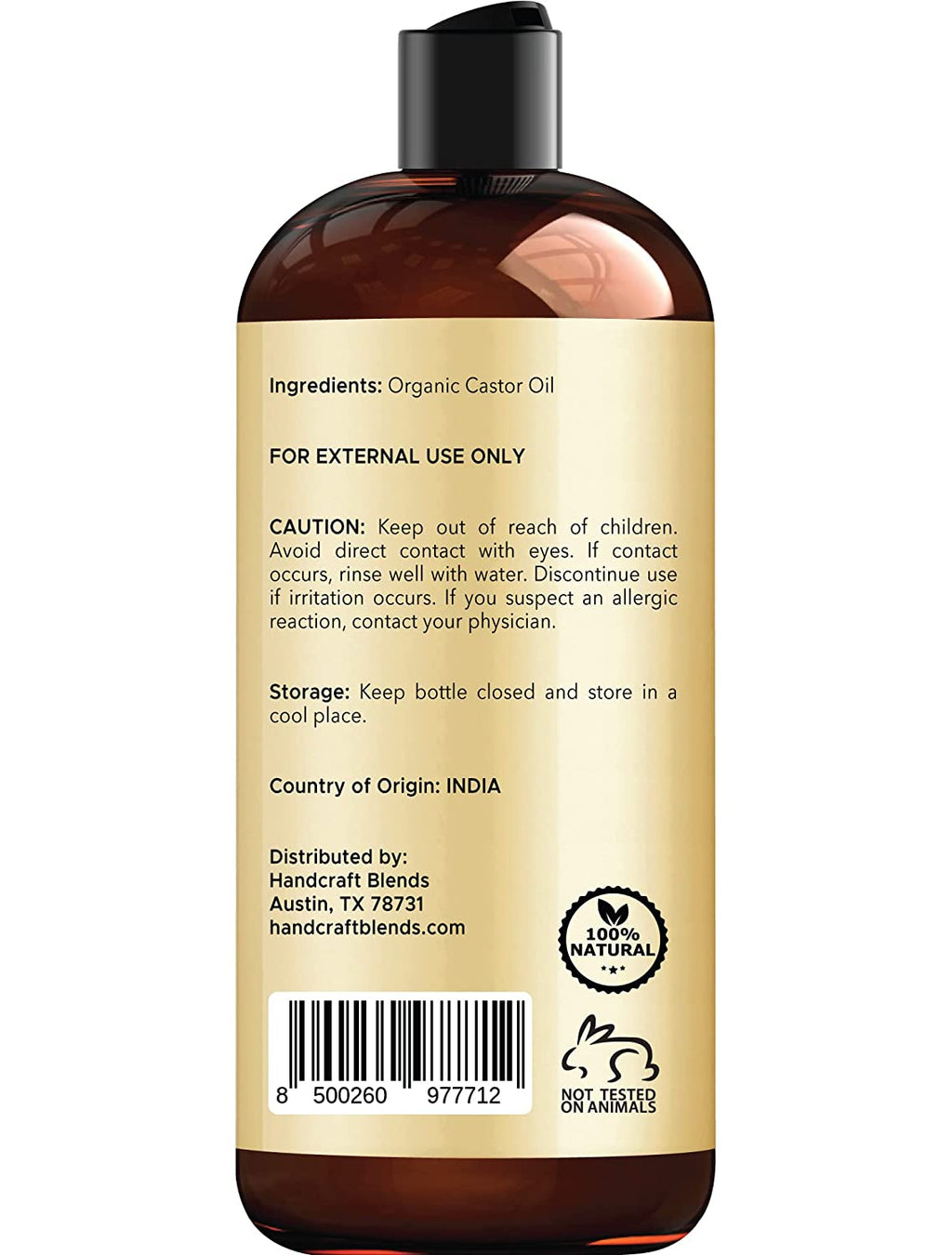 Organic Castor Oil 16 Fl Oz | 100% Pure and Natural | Premium Grade Carrier Oil | Hair, Eyelashes and Eyebrows | Hair and Body | Expeller-Pressed | Hexane-Free
