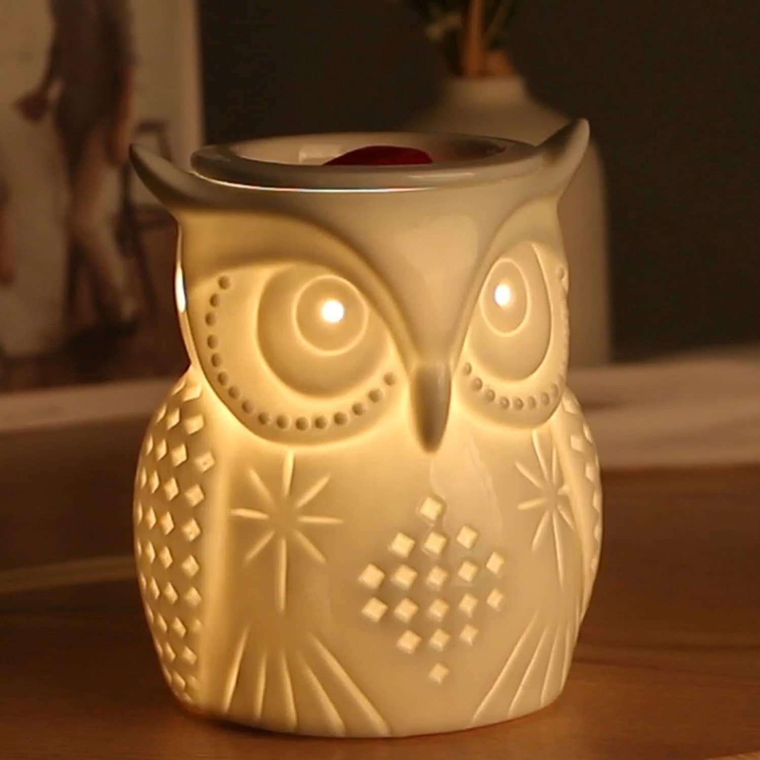 Owl Wax Melt Warmer for Home Décor, Wax Warmer for Wax Melt, Scentsy Wax Warmer, 3D, No Flame, Removable Dish, with One More Bulb (The Owl of Athena)