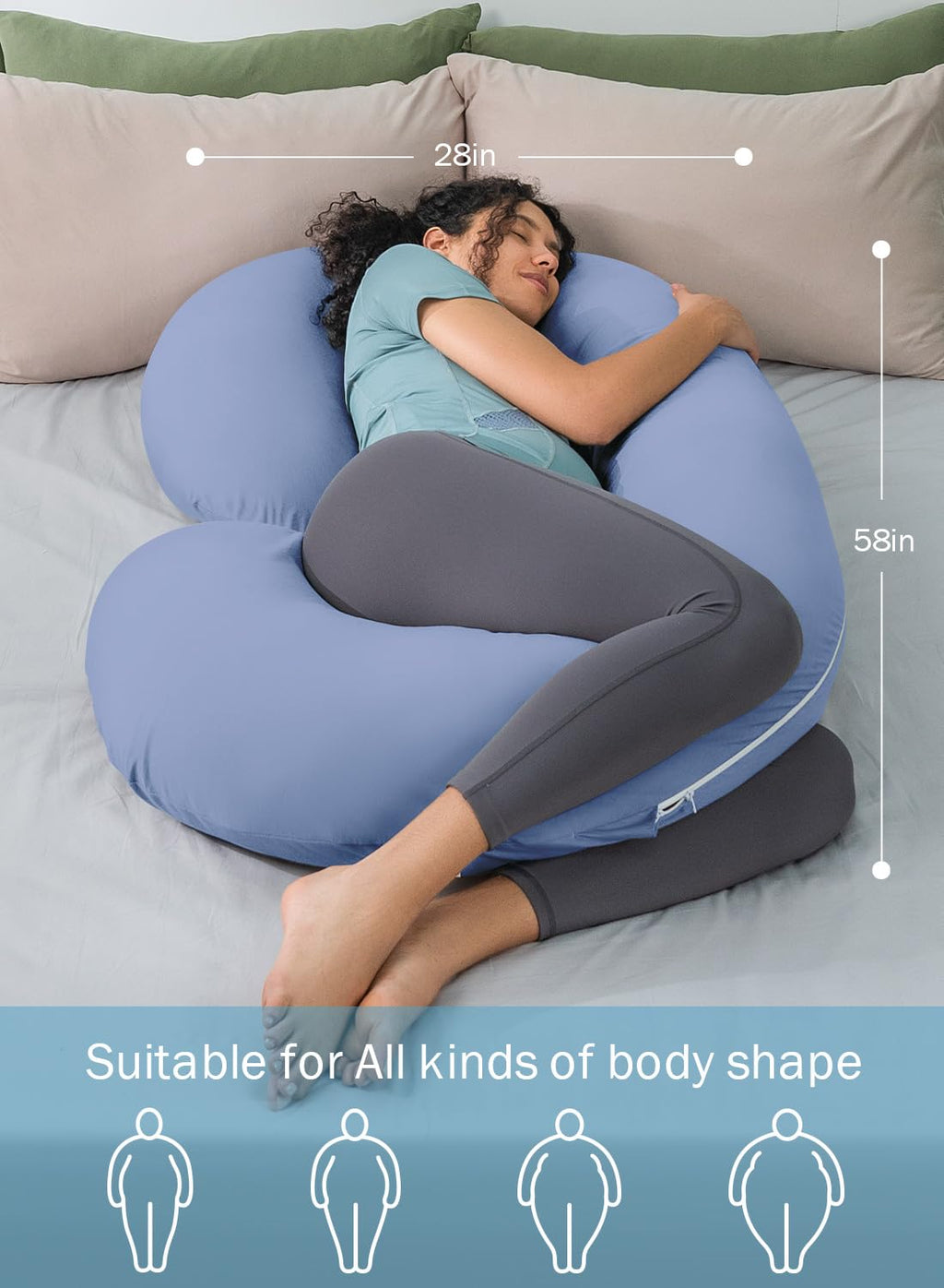 Cooling Pregnancy Pillow, Maternity Pillow for Pregnant Women(Cooling Blue)