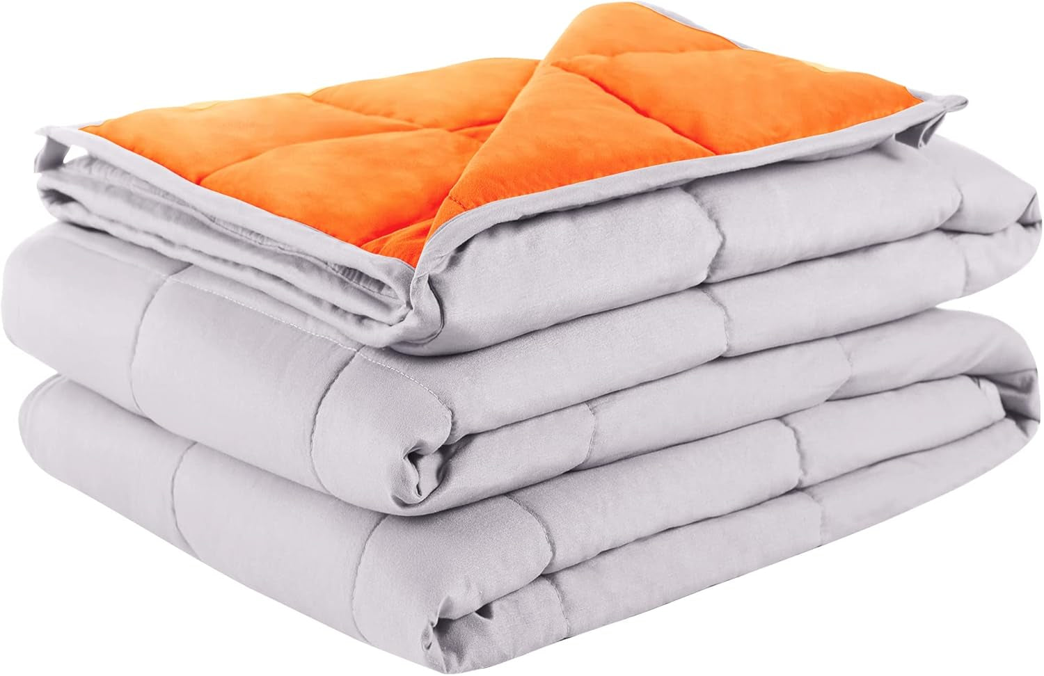 Weighted Blanket King Size 18 Lbs 80X87 in Cooling Weighted Blanket for Adults 1800 Brushed Microfiber Reversible Heavy Blanket with Premium Glass Beads (Light Grey & Orange)