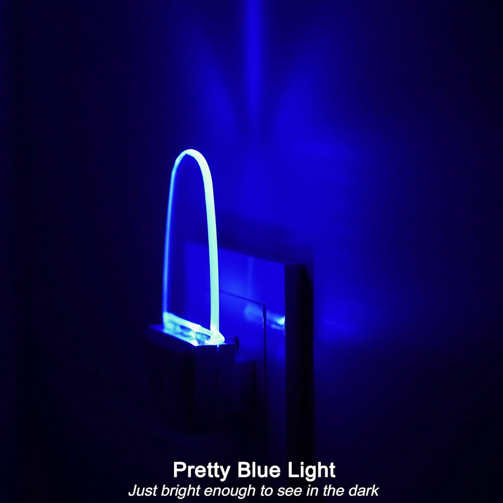 4 Pack Night Light Lamp with Dusk to Dawn Sensor, Plug In, Blue Led Night Light