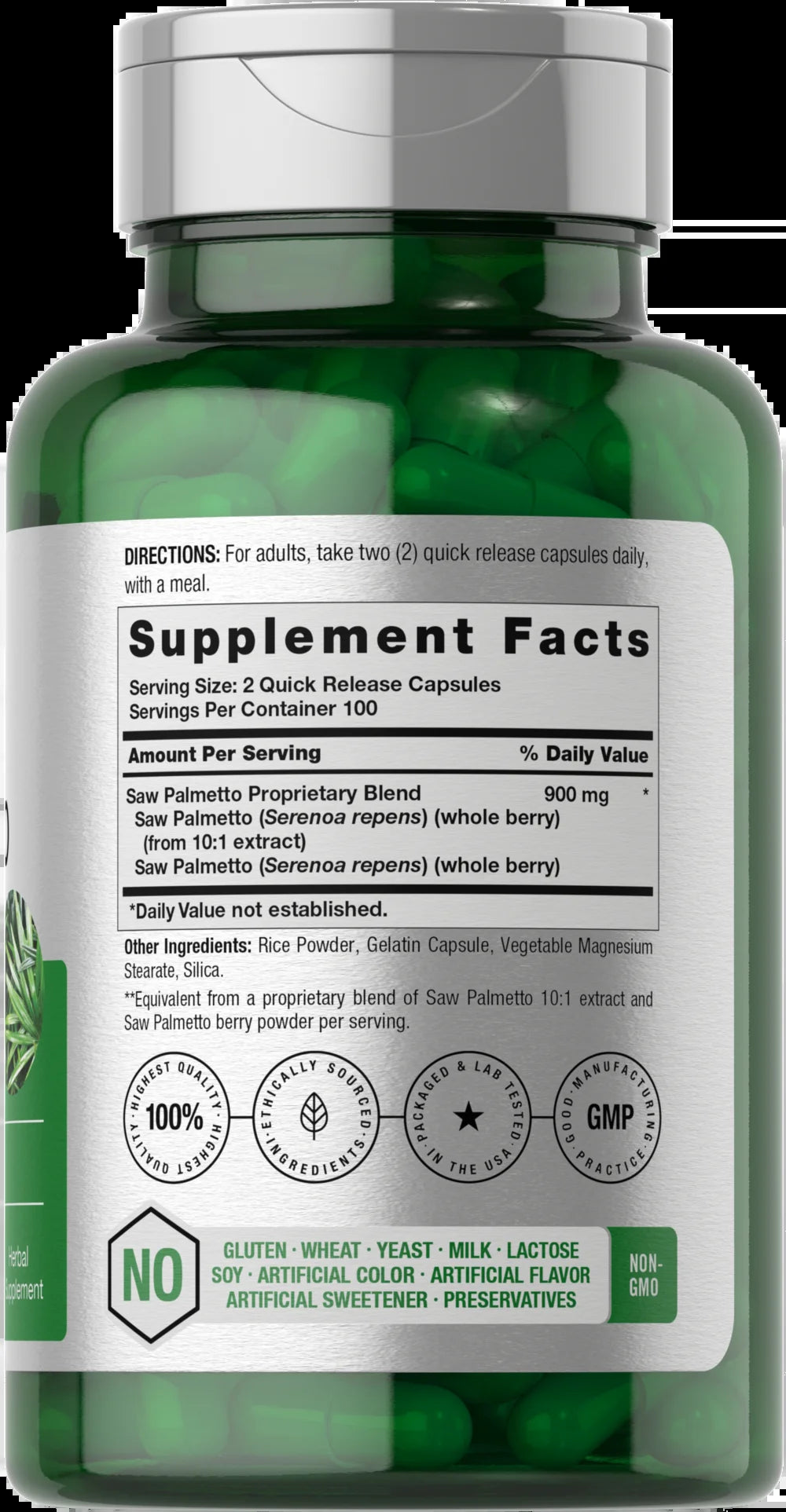 Saw Palmetto Extract | 900Mg | 200 Capsules | Non-Gmo and Gluten Free Formula | Traditional Herb Supplement | from Saw Palmetto Berries