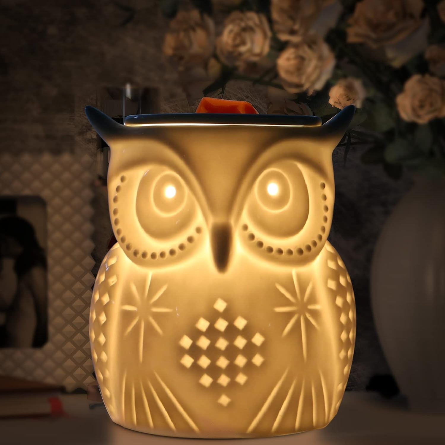 Owl Wax Melt Warmer for Home Décor, Wax Warmer for Wax Melt, Scentsy Wax Warmer, 3D, No Flame, Removable Dish, with One More Bulb (The Owl of Athena)
