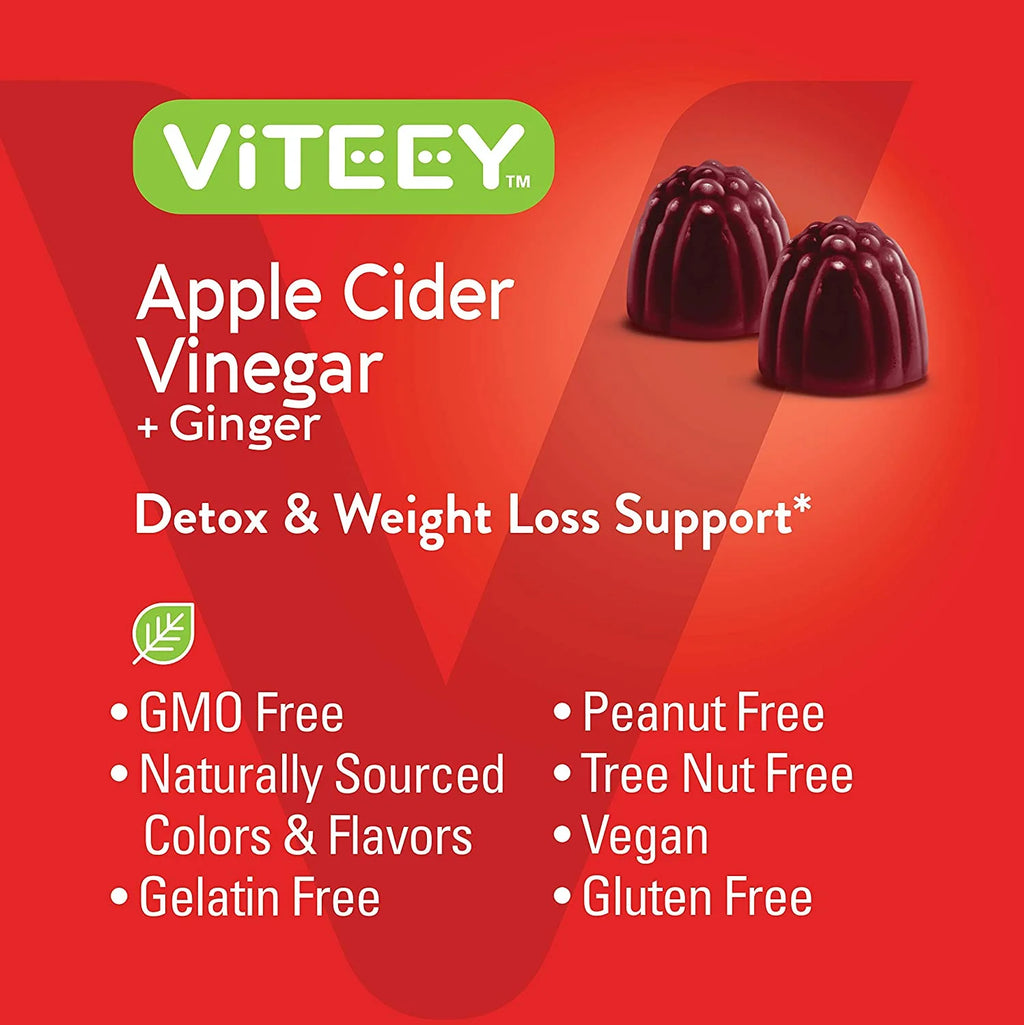 Apple Cider Vinegar Gummies with Ginger, Gut Cleanse Dietary Supplements, Apple Flavor, 60 Ct