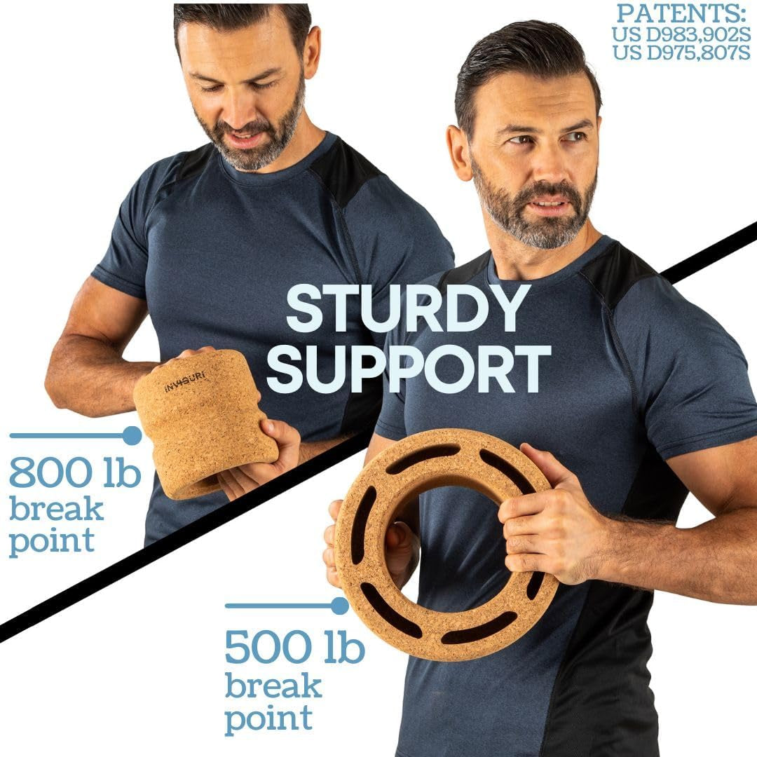 Roller Yoga Wheel for Back & Neck Pain, with Spinal Groove. Medium to Deep Pressure for Heavy Duty Foam Rolling. Made from Natural Cork.