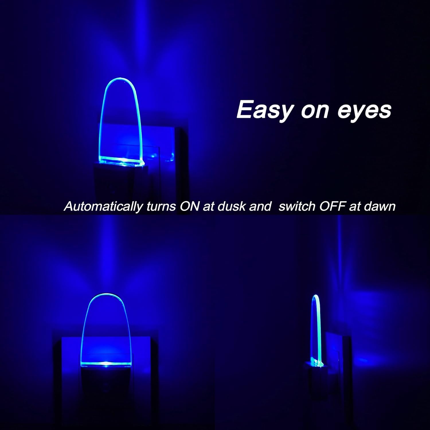 4 Pack Night Light Lamp with Dusk to Dawn Sensor, Plug In, Blue Led Night Light