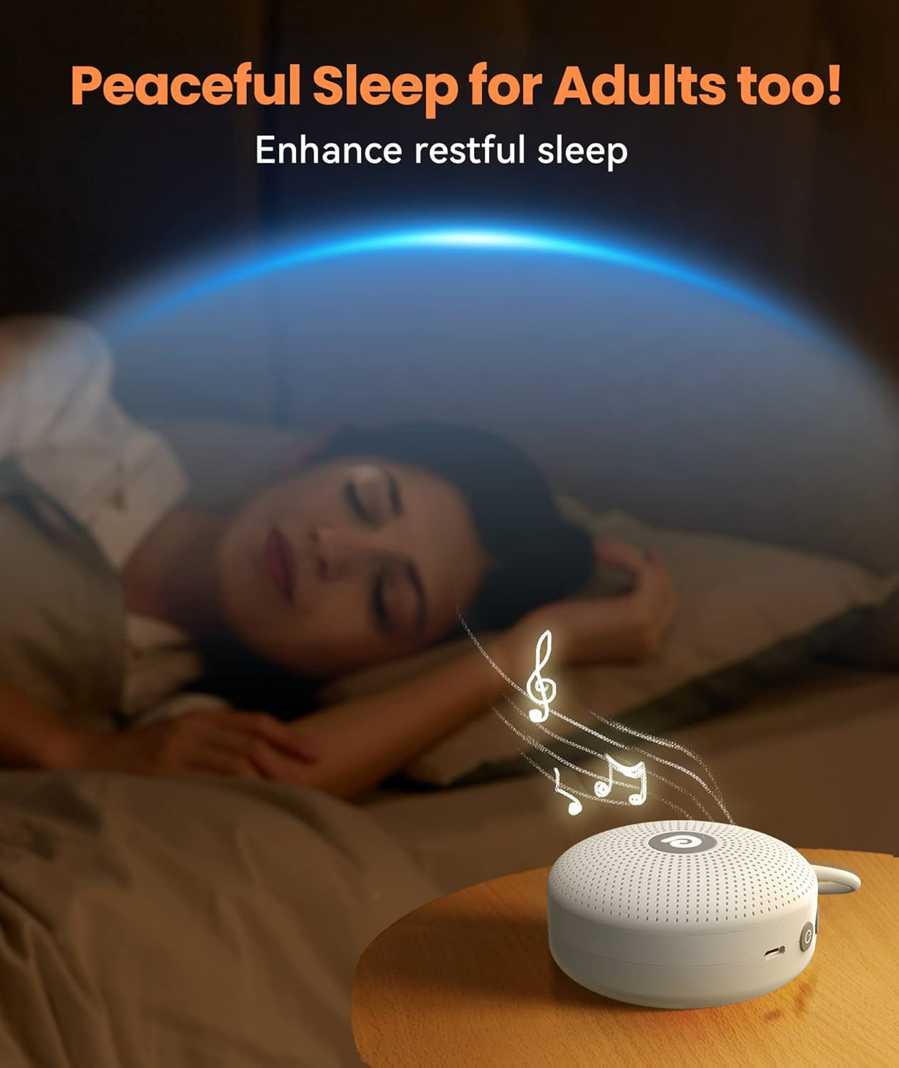 Portable Noise Machine for Baby Adult, Features Powerful Battery, 21 Soothing Sound, Noise Canceling for Office & Sleeping, Sound Therapy for Home, Travel, Registry Gift, Classic White