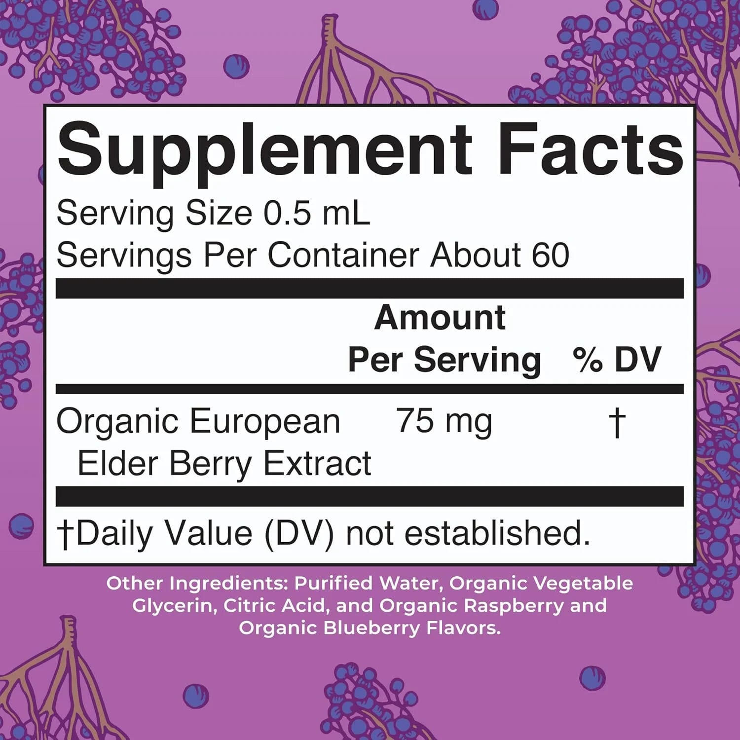 USDA Organic Elderberry Liquid Drops, 1 Fl Oz (30 Ml)