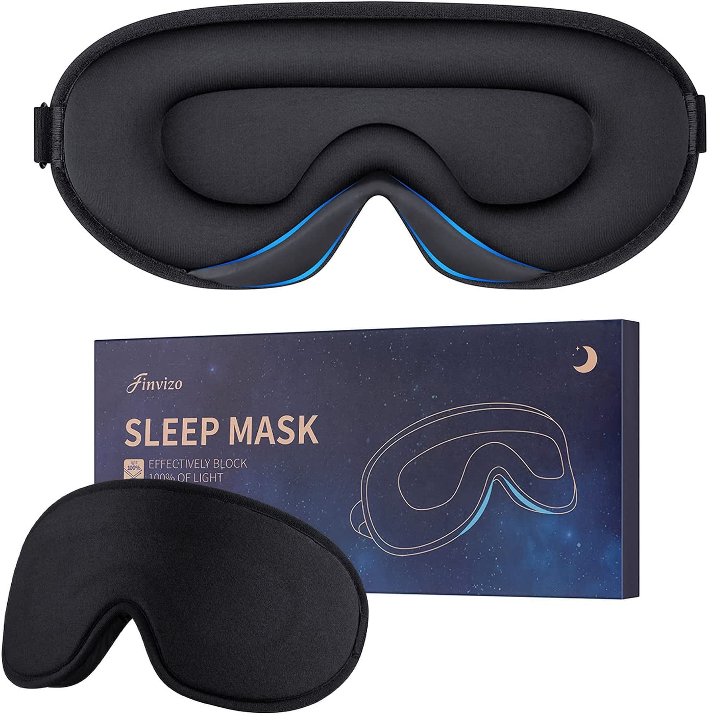 Sleep Eye Mask for Women Men: Soft Foam Comfortable Sleeping Mask, Eye Cover Blindfold at Night Block Out Light Eye Shade Cover for Travel Yoga Nap, Black