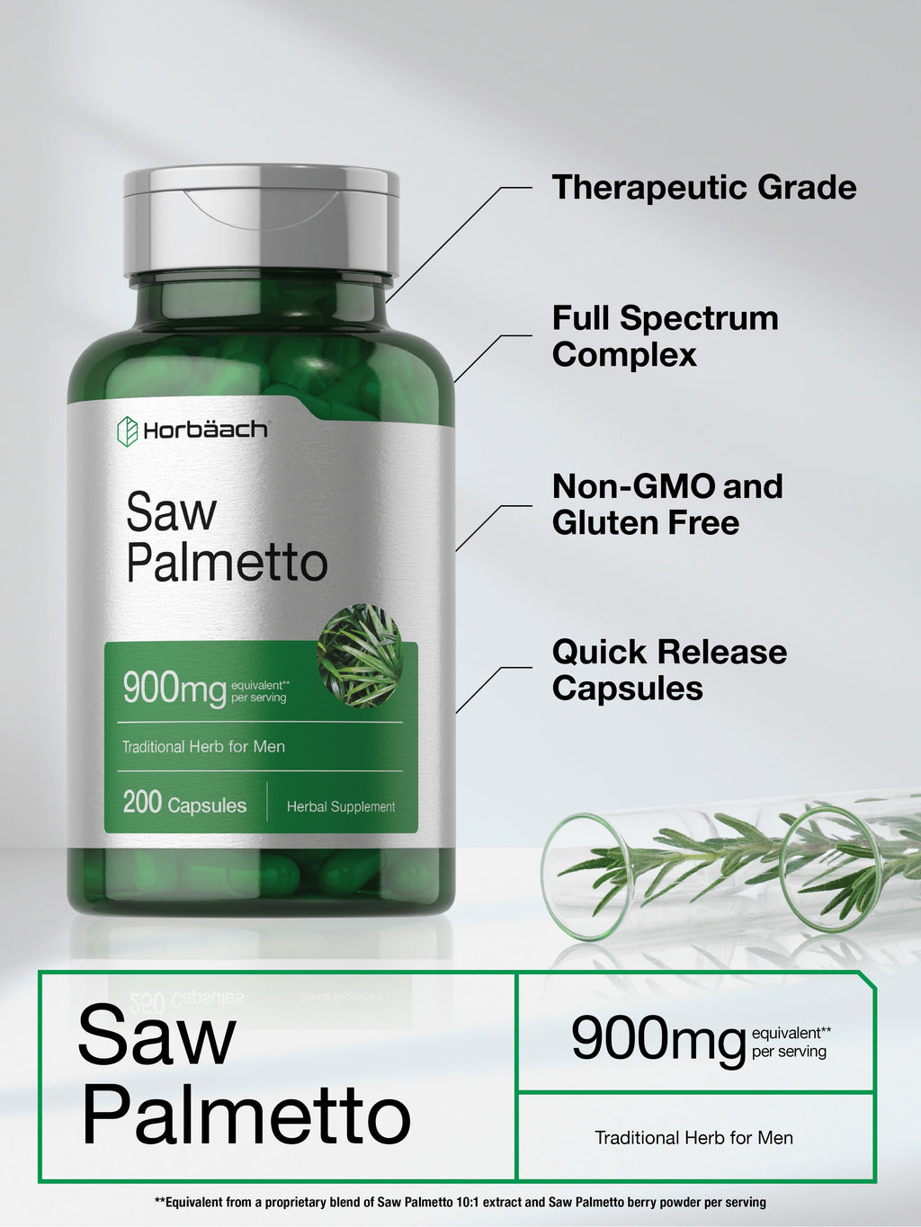 Saw Palmetto Extract | 900Mg | 200 Capsules | Non-Gmo and Gluten Free Formula | Traditional Herb Supplement | from Saw Palmetto Berries