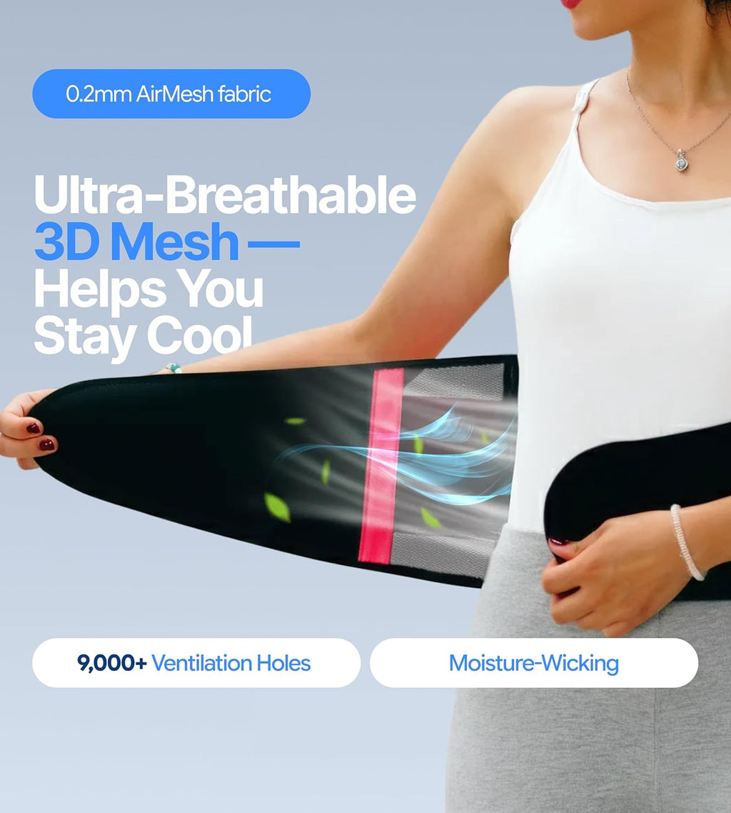 Back Brace for Lower Back Pain Women - Ultra Thin, Adjustable, Flexible, Supportive Belt for Men - Breathable Support Brace with Dual-Tension Straps & Industrial Pink M