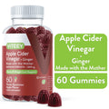 Apple Cider Vinegar Gummies with Ginger, Gut Cleanse Dietary Supplements, Apple Flavor, 60 Ct