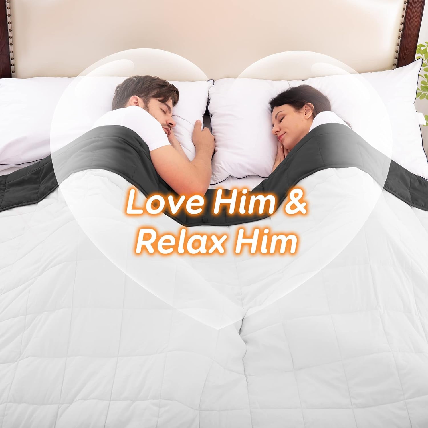 King Size 18 Lbs 80X87 in Cooling Weighted Blanket for Adults - 1800 Brushed Microfiber Reversible Heavy Blanket with Premium Glass Beads (Dark Grey & White)